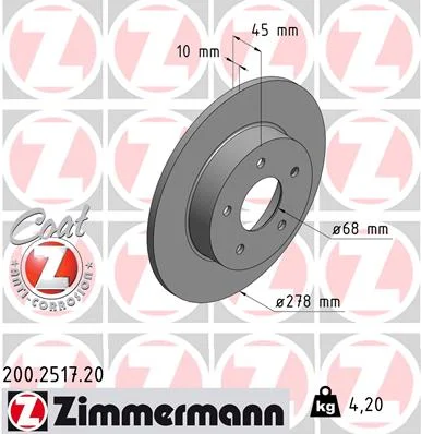 Brzdový kotouč ZIMMERMANN 200.2517.20
