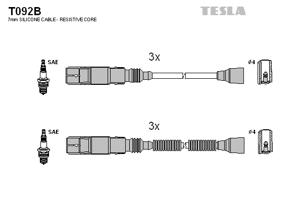 Sada kabelů pro zapalování TESLA T092B
