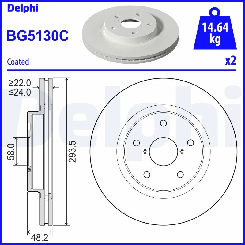 Brzdový kotouč DELPHI BG5130C – OE 26300SJ000