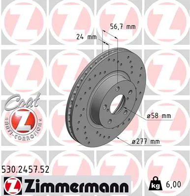 Brzdový kotouč ZIMMERMANN 530.2457.52