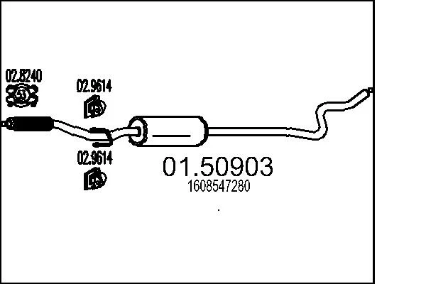 Střední tlumič výfuku MTS 01.50903 – OE 1608547280