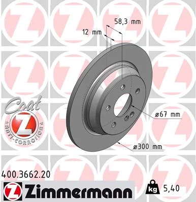 Brzdový kotouč ZIMMERMANN 400.3662.20