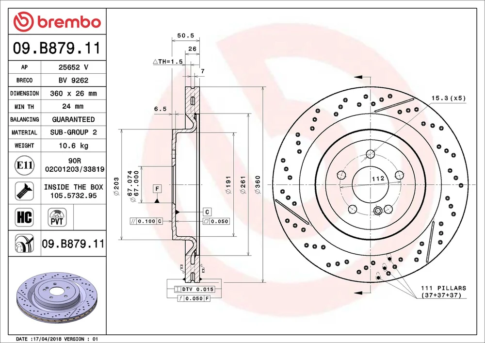 Brzdový kotouč BREMBO 09.B879.11