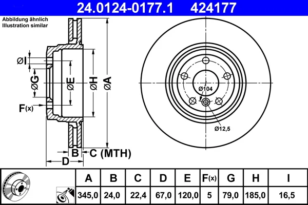 Brzdový kotouč ATE 24.0124-0177.1 – OE 34211166129
