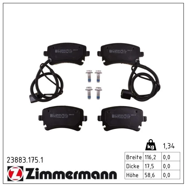 Sada brzdových destiček, kotoučová brzda ZIMMERMANN 23883.175.1