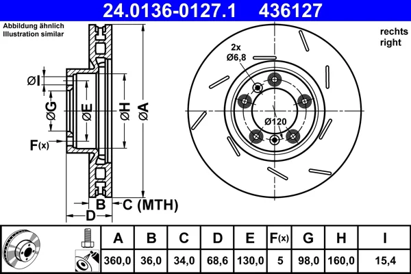 Brzdový kotouč ATE 24.0136-0127.1