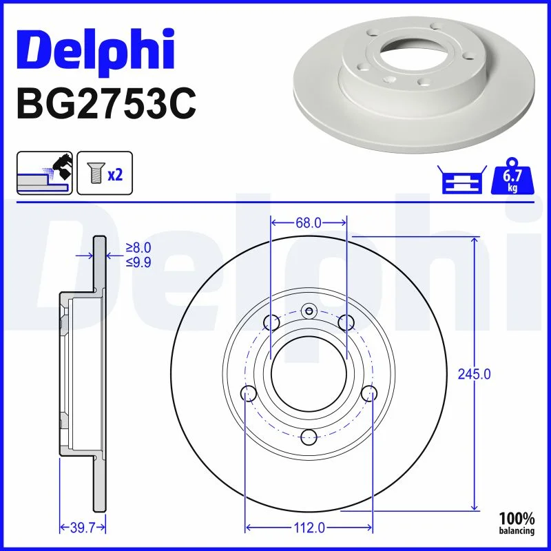 Brzdový kotouč DELPHI BG2753C