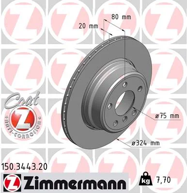 Brzdový kotouč ZIMMERMANN 150.3443.20 – OE 34216756849