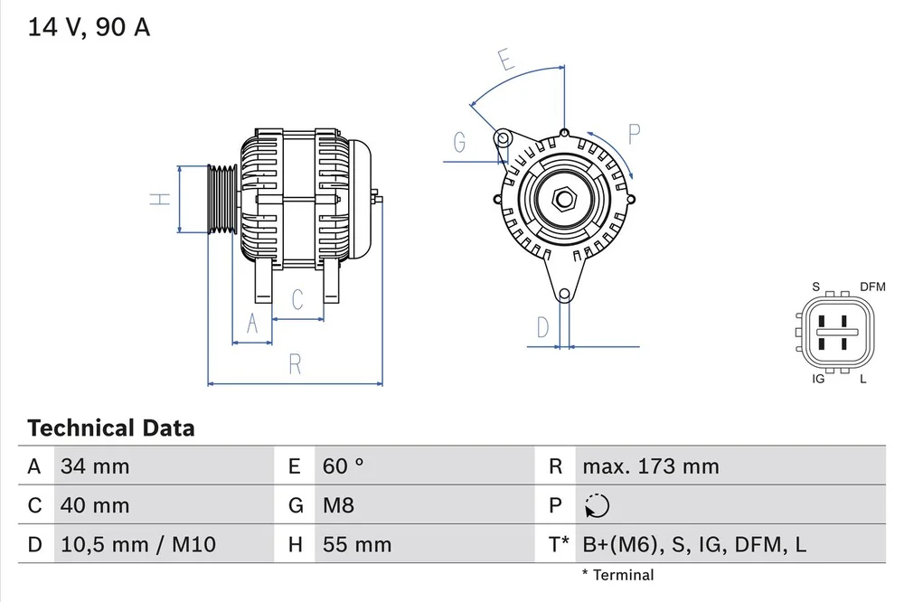 BO 0986046110 Alternátor BOSCH-výměnný díl
