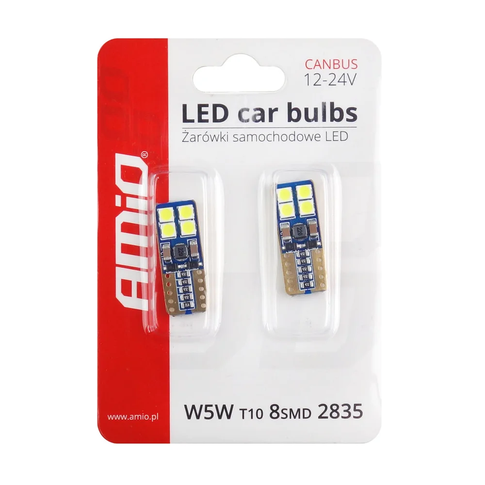 ZAROWKA LED 12V W5W 8XSMD BÍLÁ 2SZT. AMIO 01635 - Obrázek 5