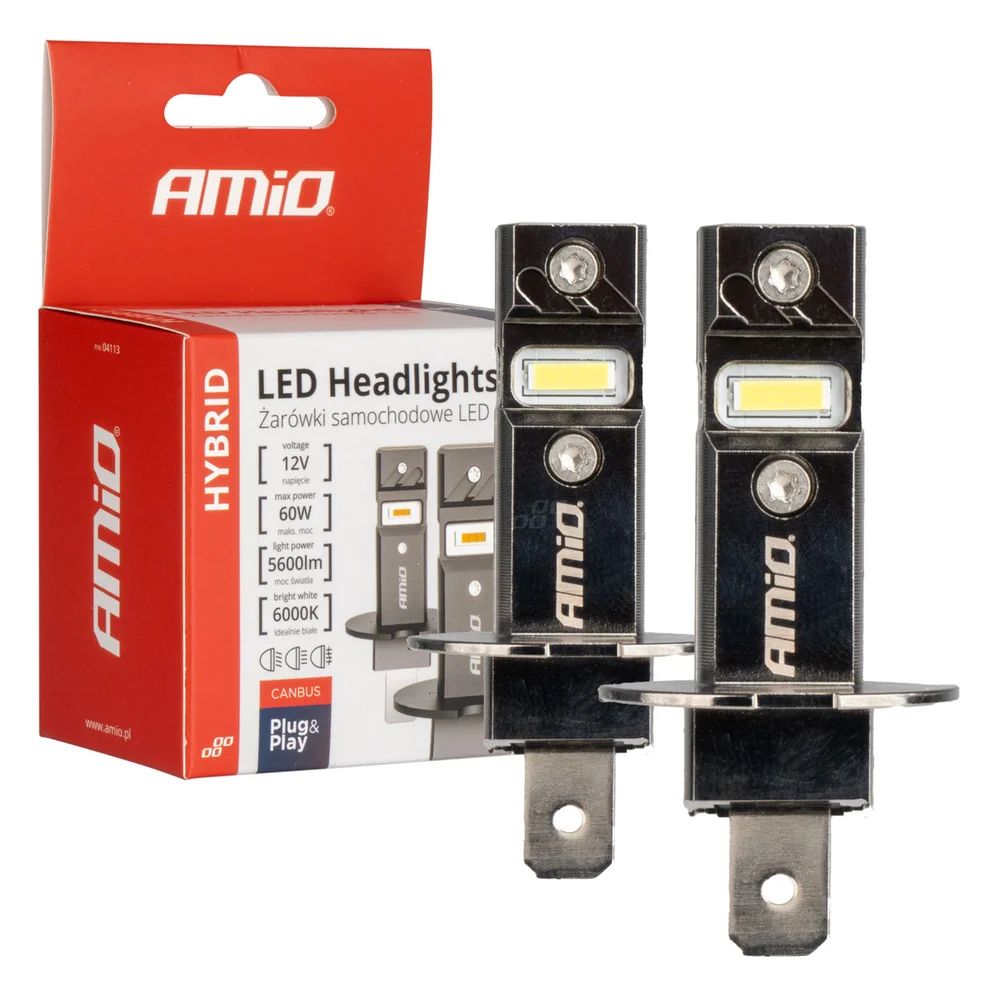 LED žárovky hlavního svícení Hybrid série H3 6000K Canbus 60W AMIO-04113