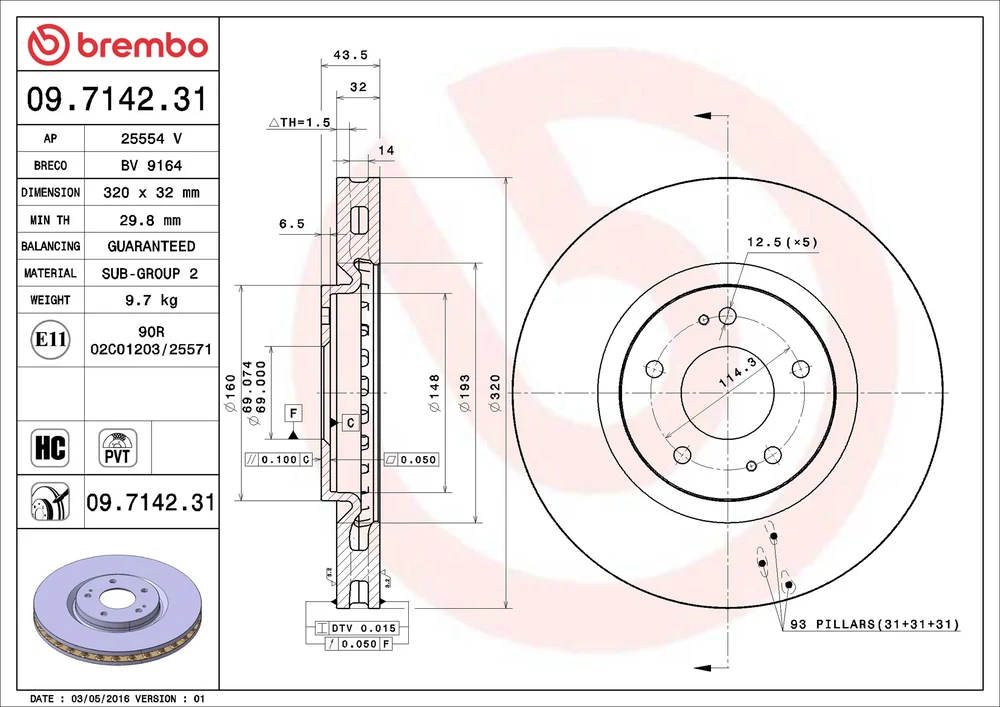 Brzdový kotouč BREMBO 09.7142.31