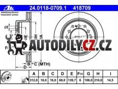 AT 418709 P/L brzdový kotouč ATE