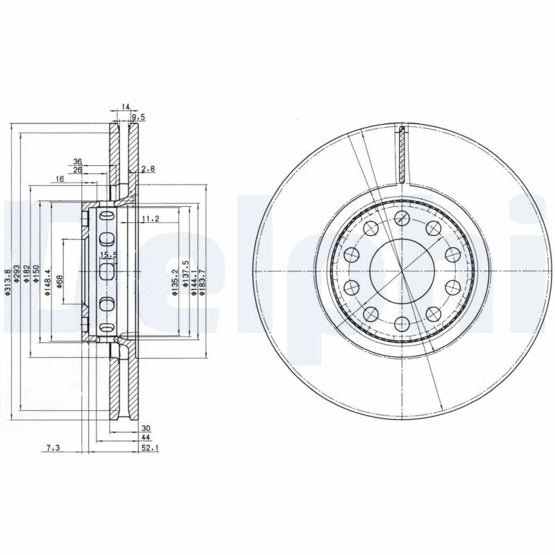 Brzdový kotouč DELPHI BG3033 – OE 441615301AA