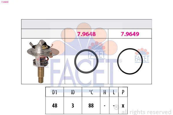 Termostat, chladivo FACET 7.8609