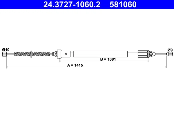 Tazne lanko, parkovaci brzda ATE 24.3727-1060.2 – OE 8200087977