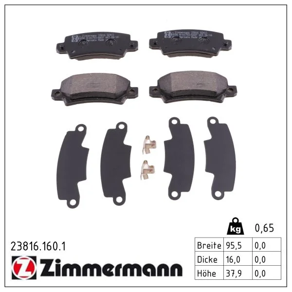 Sada brzdových destiček, kotoučová brzda ZIMMERMANN 23816.160.1