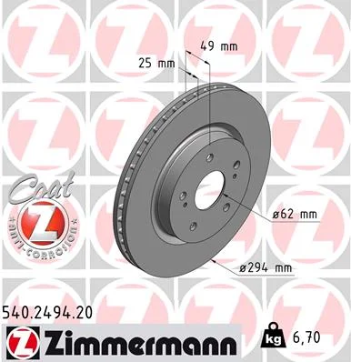Brzdový kotouč ZIMMERMANN 540.2494.20