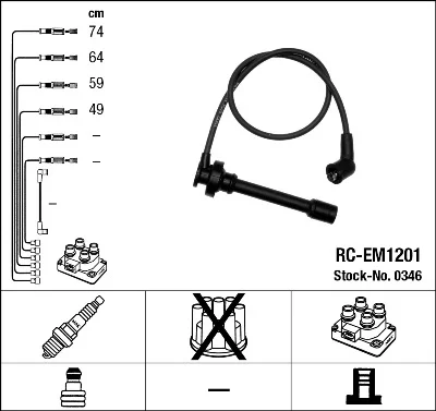 Sada kabelů pro zapalování NGK 0346 – OE MD362276