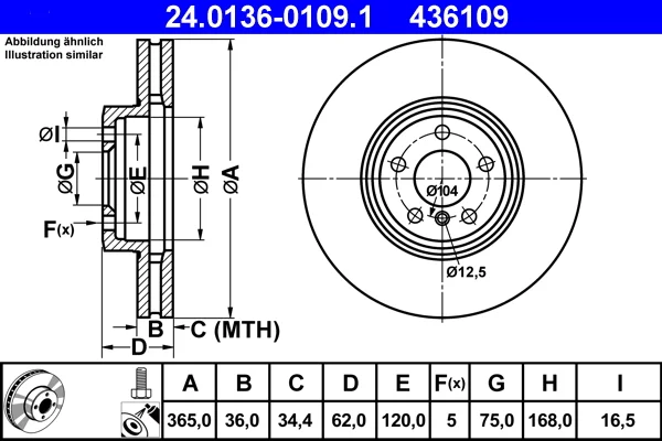 Brzdový kotouč ATE 24.0136-0109.1