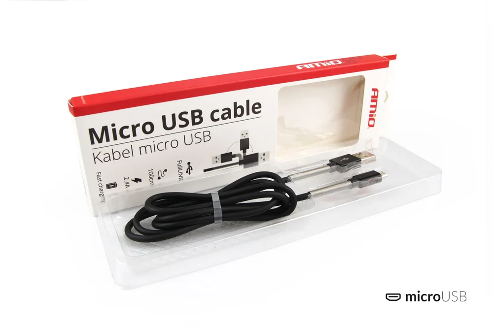 Kabel USB do micro USB AMiO FullLINK 1m 2,4A 01431 - Obrázek 2