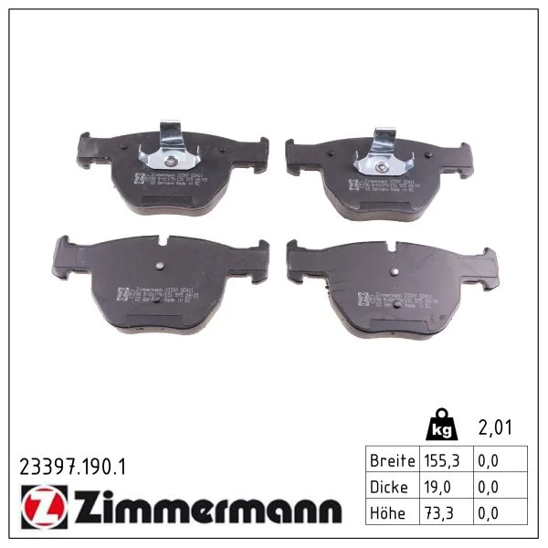 Sada brzdových destiček, kotoučová brzda ZIMMERMANN 23397.190.1