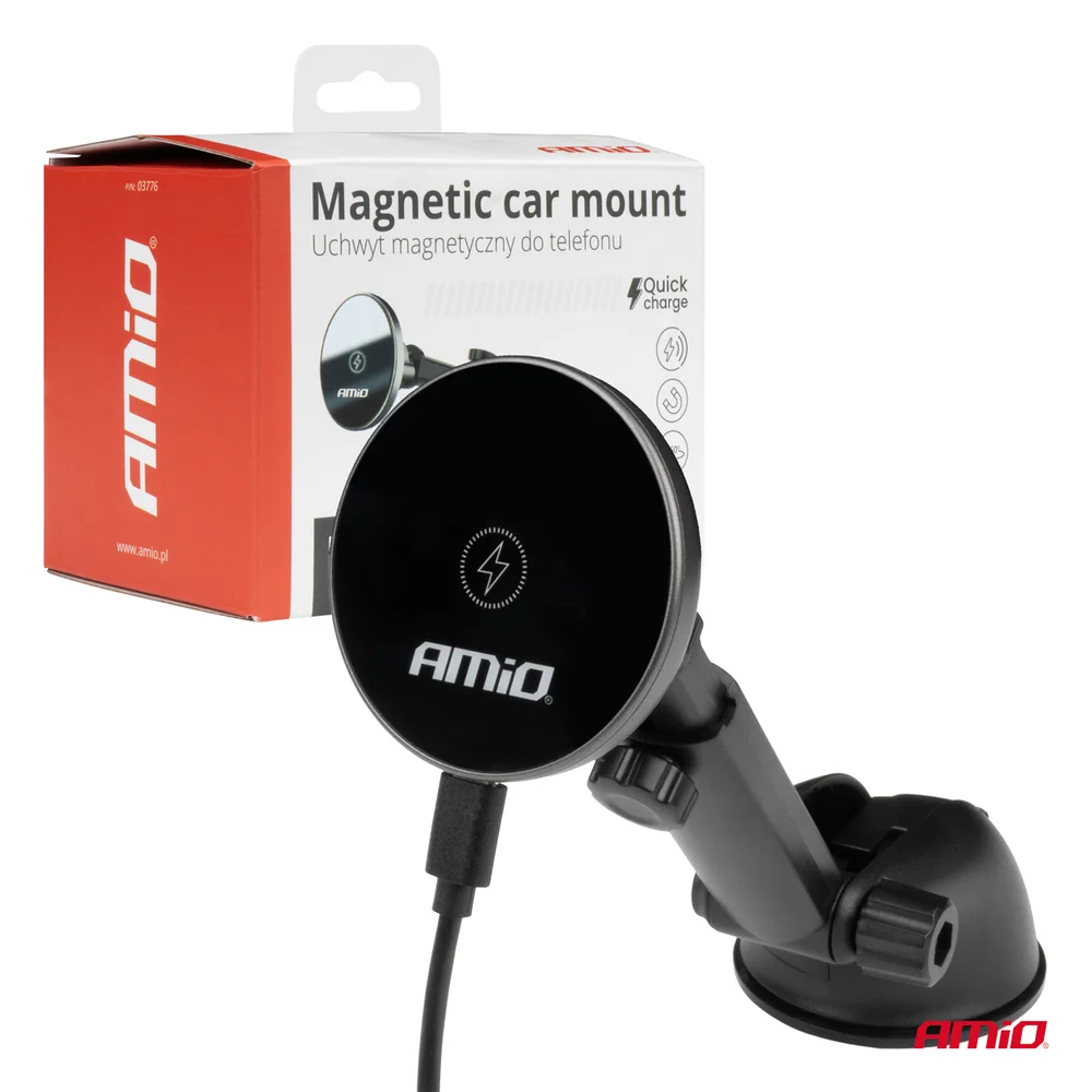 Magnetický držák telefonu s bezdrátovým indukčním nabíjením 15W AMIO-03776 - Obrázek 5