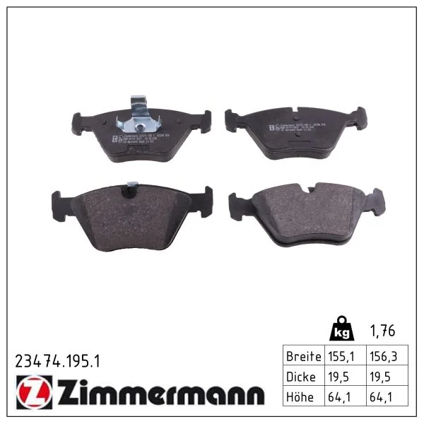 Sada brzdových destiček, kotoučová brzda ZIMMERMANN 23474.195.1