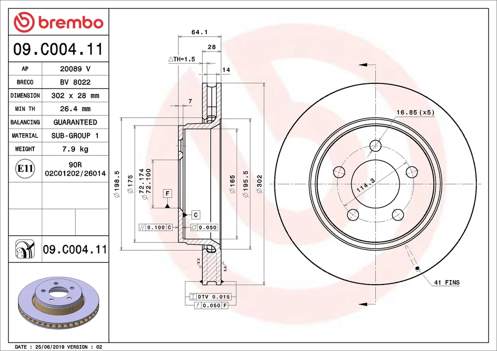 Brzdový kotouč BREMBO 09.C004.11
