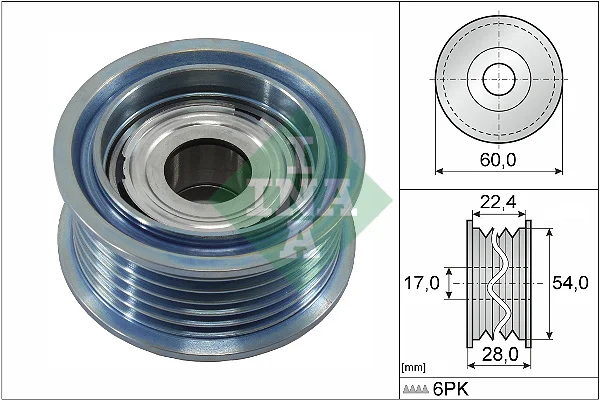 Vratná/vodicí kladka, klínový žebrový řemen Schaeffler INA 532090010