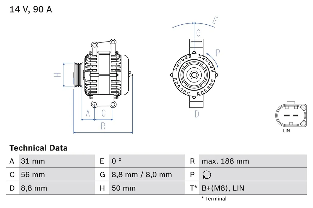 BO 0986047840 Alternátor BOSCH-výměnný díl