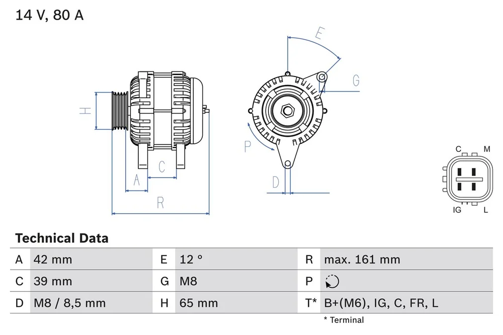 BO 0986080570 Alternátor BOSCH-výměnný díl