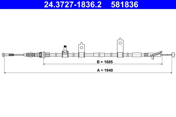 Tažné lanko, parkovací brzda ATE 24.3727-1836.2 – OE GHM5-44-410