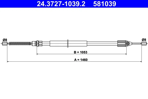 Tazne lanko, parkovaci brzda ATE 24.3727-1039.2 – OE 7700427498