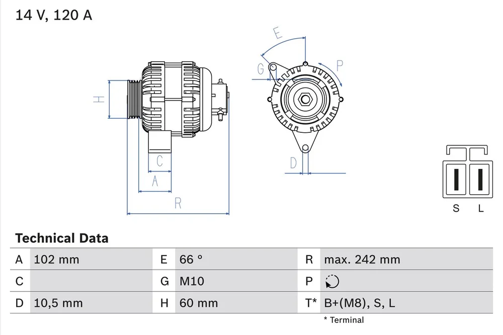 BO 0986049550 Alternátor BOSCH-výměnný díl