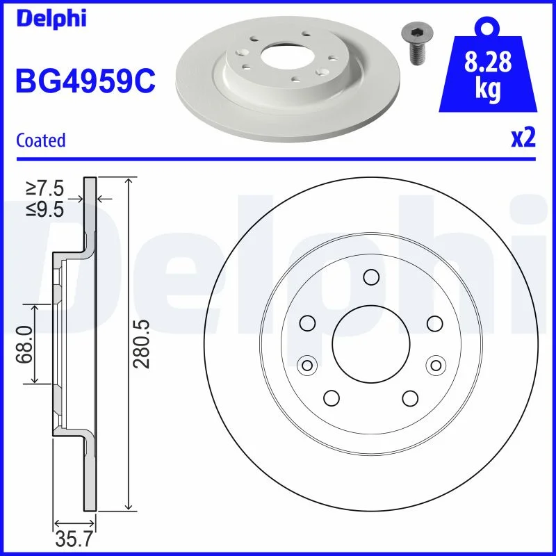 Brzdový kotouč DELPHI BG4959C – OE D10E26251
