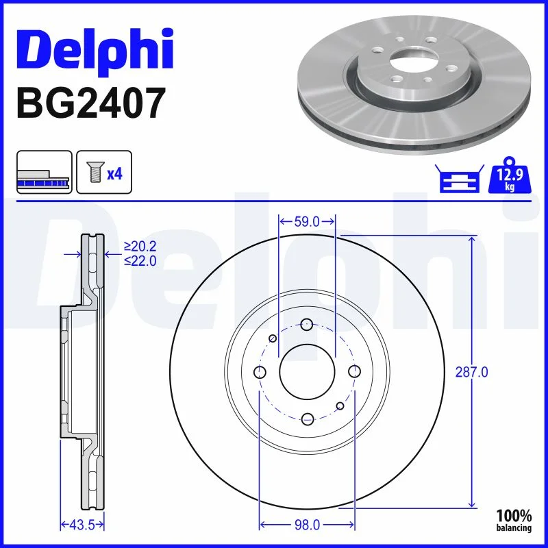 Brzdový kotouč DELPHI BG2407