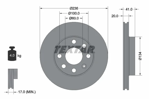 Brzdový kotouč TEXTAR 92029603