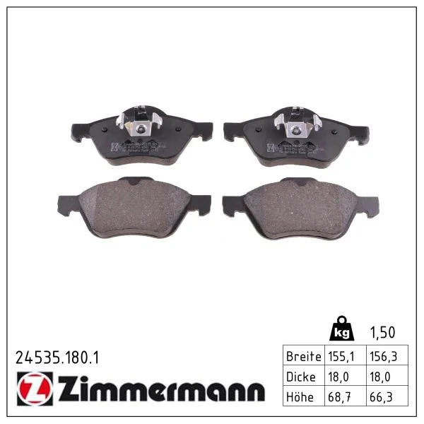 Sada brzdových destiček, kotoučová brzda ZIMMERMANN 24535.180.1
