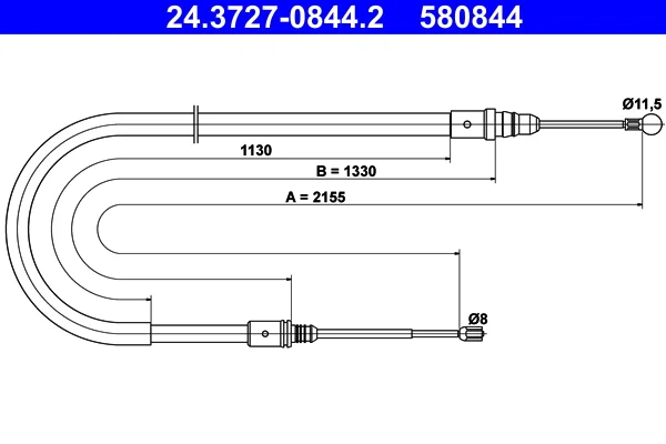 Tazne lanko, parkovaci brzda ATE 24.3727-0844.2 – OE 4745X4