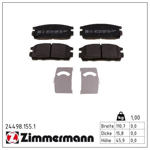 Sada brzdových destiček, kotoučová brzda ZIMMERMANN 24498.155.1