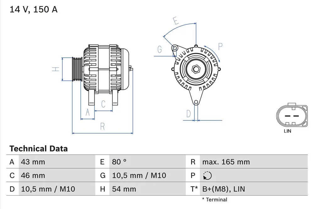 BO 0986081190 Alternátor BOSCH-výměnný díl