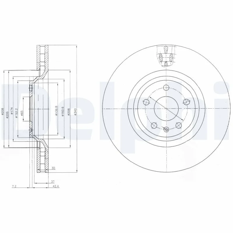 Brzdový kotouč DELPHI BG9054 – OE 8J0615301G