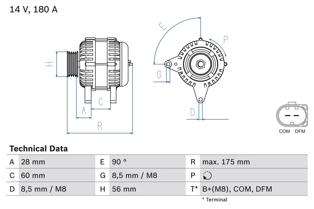 BO 0986080090 Alternátor BOSCH-výměnný díl