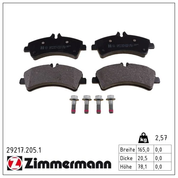 Sada brzdových destiček, kotoučová brzda ZIMMERMANN 29217.205.1