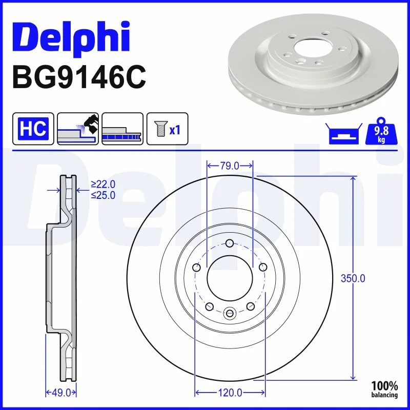 Brzdový kotouč DELPHI BG9146C