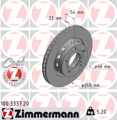 Brzdový kotouč ZIMMERMANN 100.3337.20 – OE 4B3615601