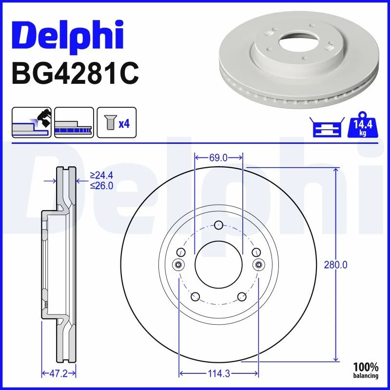 Brzdový kotouč DELPHI BG4281C