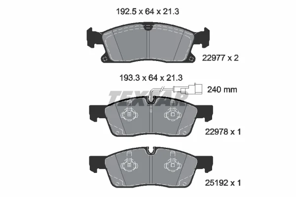 Sada brzdových destiček, kotoučová brzda TEXTAR 2297701