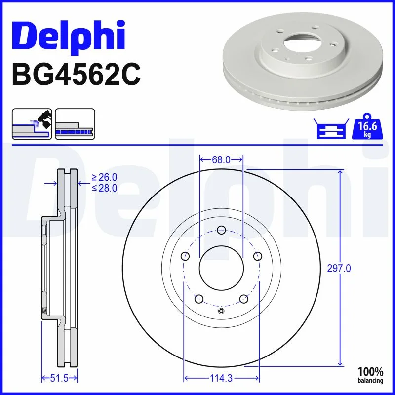 Brzdový kotouč DELPHI BG4562C